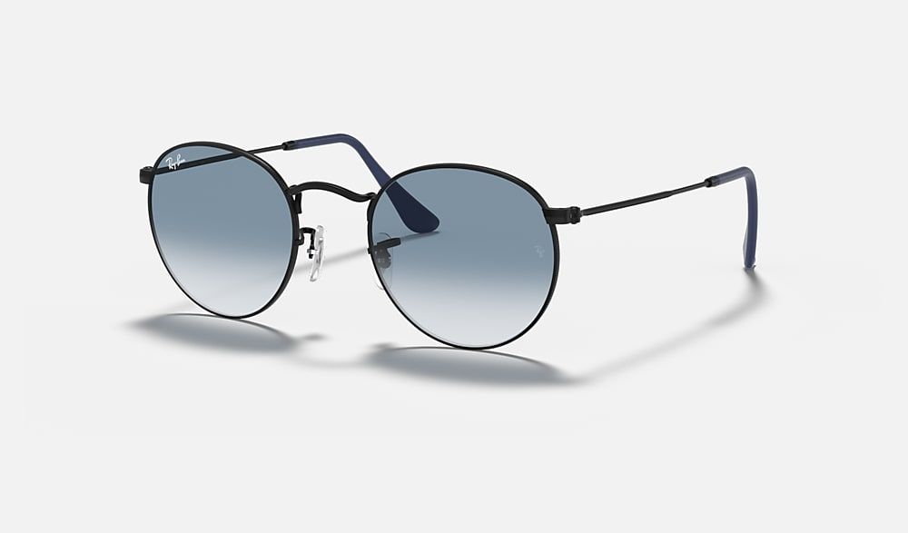 ROUND METAL Sunglasses in Black and Light Blue Gradient (50-21