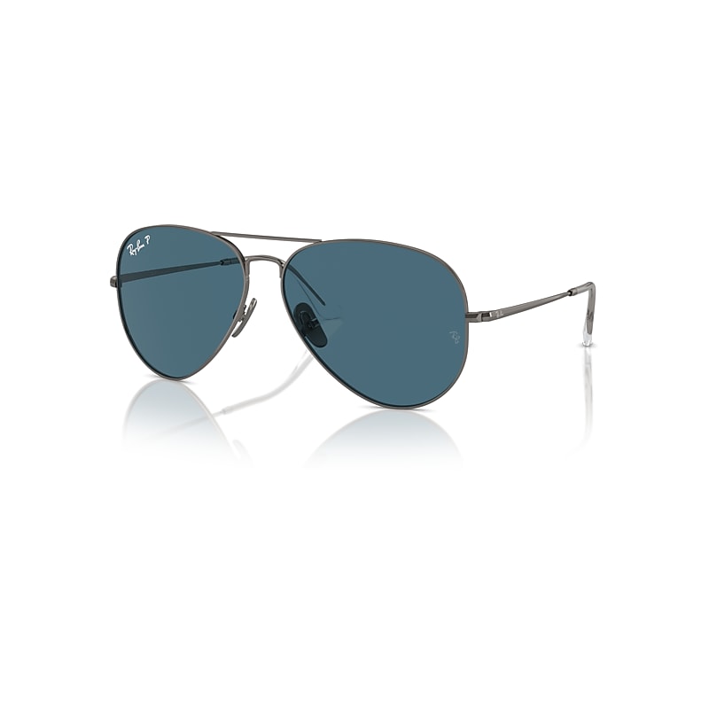 Ray-Ban Sunglasses  Aviator Titanium Polarized+ Lenses - Gunmetal Frame Blue Lenses Polarized 62-14, RB8089