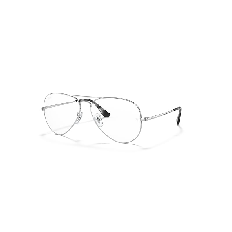 Ray-Ban Eyeglasses Unisex Aviator Optics - Silver Frame Clear Lenses 55-14