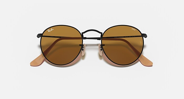 ROUND METAL Sunglasses in Black and Yellow Photochromic - RB3447