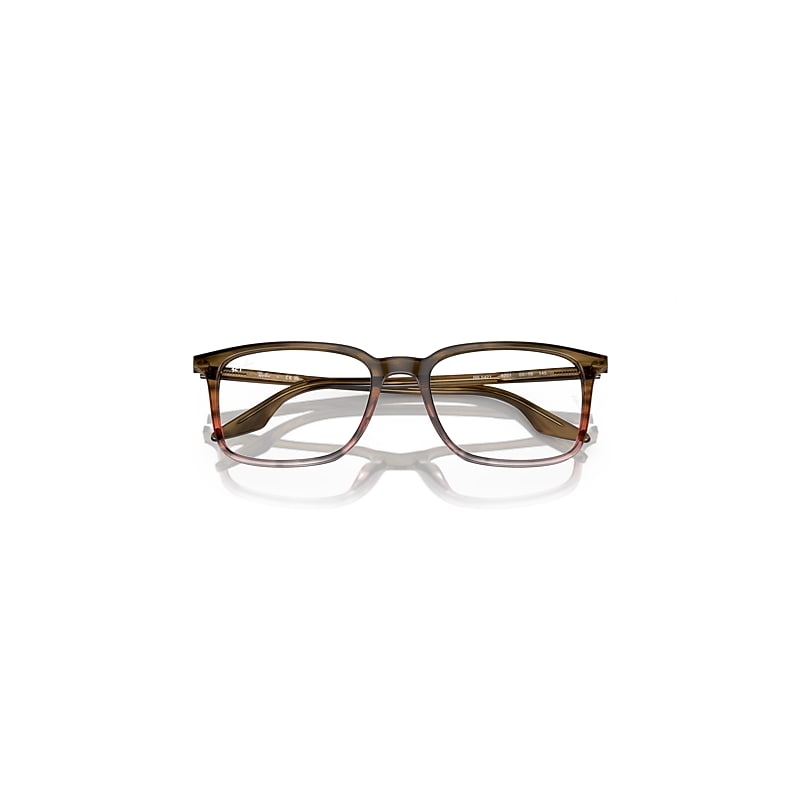 Ray-Ban Rb5421 Optics Optical Striped Brown & Red Frame Clear Lenses Polarized 53-19