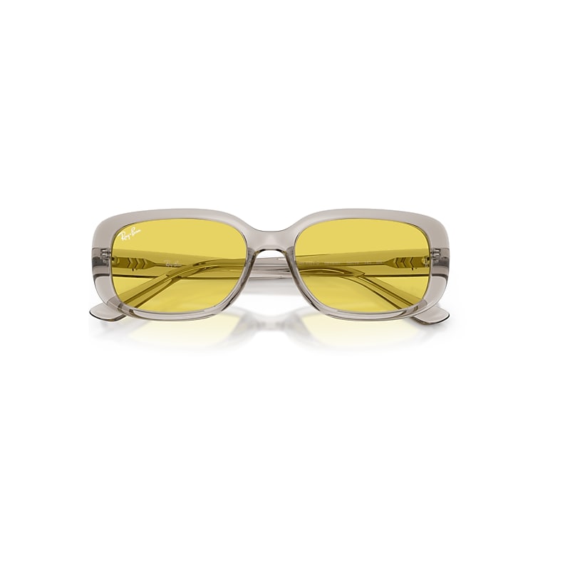 Ray-Ban Rb4421d Bio-based Sunglasses Transparent Light Beige Frame Yellow Lenses 56-18
