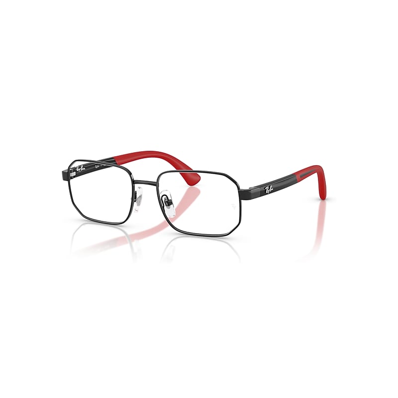 Ray-Ban Eyeglasses Unisex Rb1060 Optics Kids Bio-based - Black On Rubber Red Frame Clear Lenses Polarized 48-16