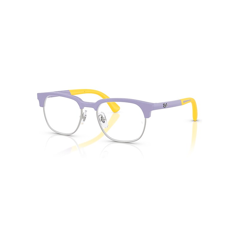 Ray-Ban Eyeglasses Unisex Rb1641 Optics Kids Bio-based - Lilac On Rubber Yellow Frame Clear Lenses Polarized 48-17