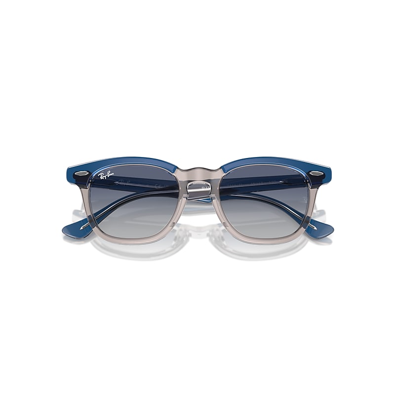 Ray-Ban Rb9098s Kids Sunglasses Top Dark Blue & Brown & Light Grey Frame Grey Lenses 45-18