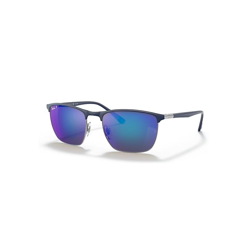 Ray-Ban Unisex Sunglass RB3686 Polarized+ Lenses - Frame color: Blue On Gunmetal, Lens color: Blue Polarised+ - Image 5