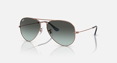 AVIATOR LARGE METAL Sunglasses in Black On Arista and Blue Vintage