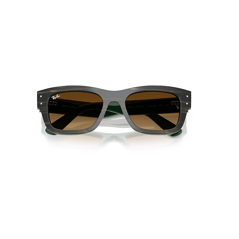 Ray-Ban Joseph Sunglasses Striped Green On Green Frame Brown Lenses 55-20