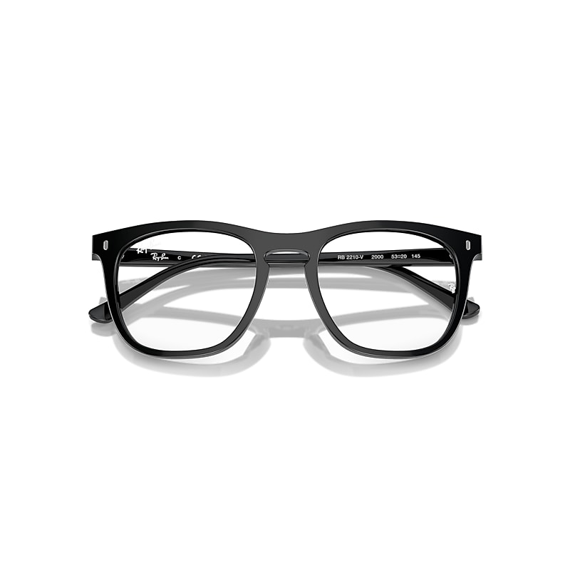 Ray-Ban Rb2210v Optics Optical Black Frame Clear Lenses Polarized 51-21