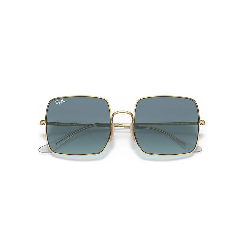 Ray-Ban Square 1971 Classic Sunglasses Arista Gold Frame Blue Lenses 54-19