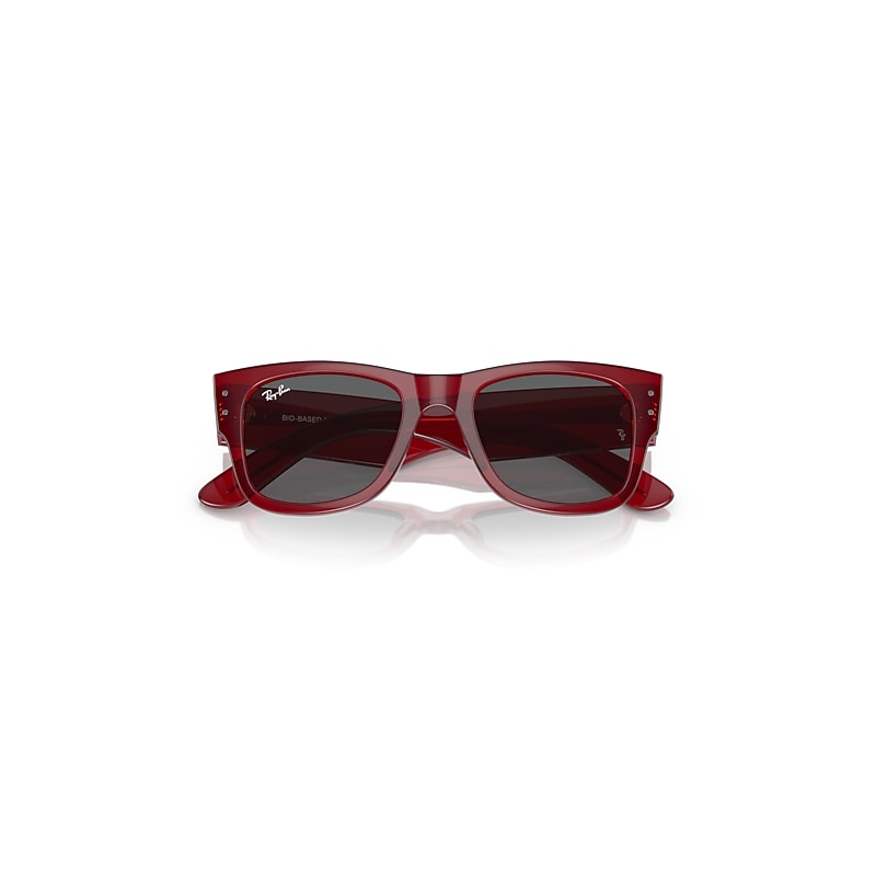 Ray-Ban Mega Wayfarer Bio-based Sunglasses Transparent Red Frame Grey Lenses 52-21