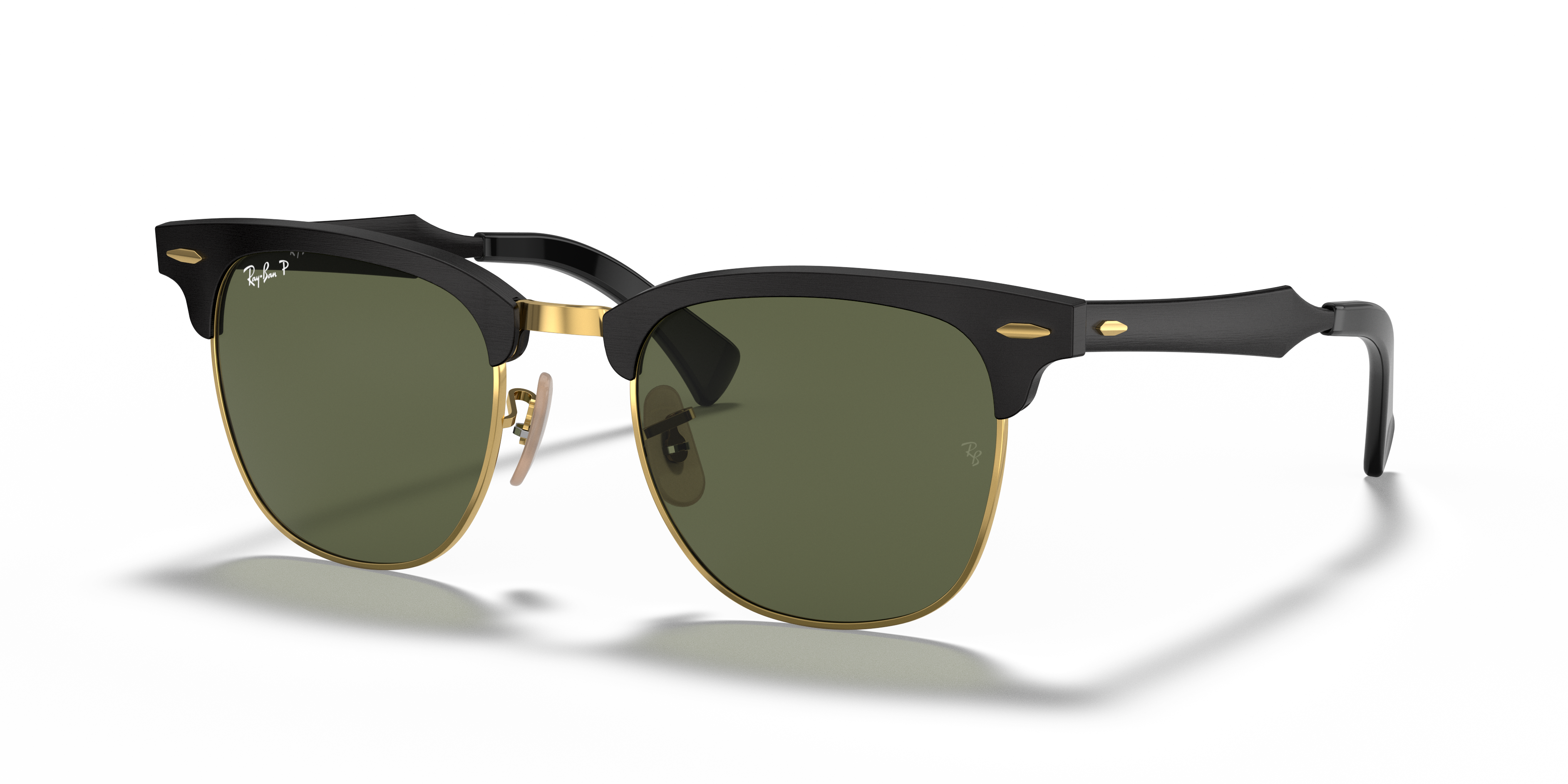 CLUBMASTER ALUMINUM Sunglasses in Black On Gold and G-15 Green