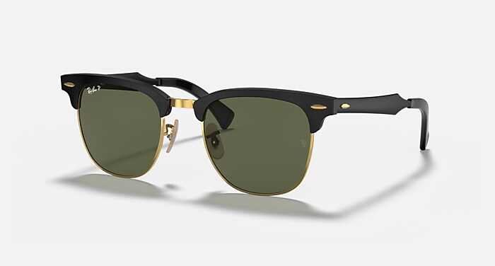 CLUBMASTER ALUMINUM Sunglasses in Black On Gold and G-15 Green