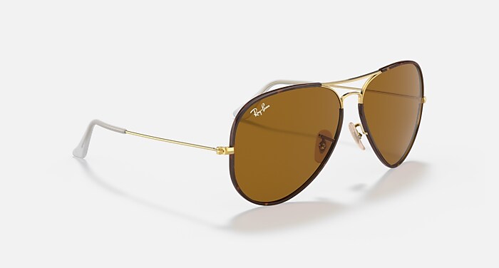 AVIATOR FULL COLOR Sunglasses in Arista Gold and B-15 Brown (58-14
