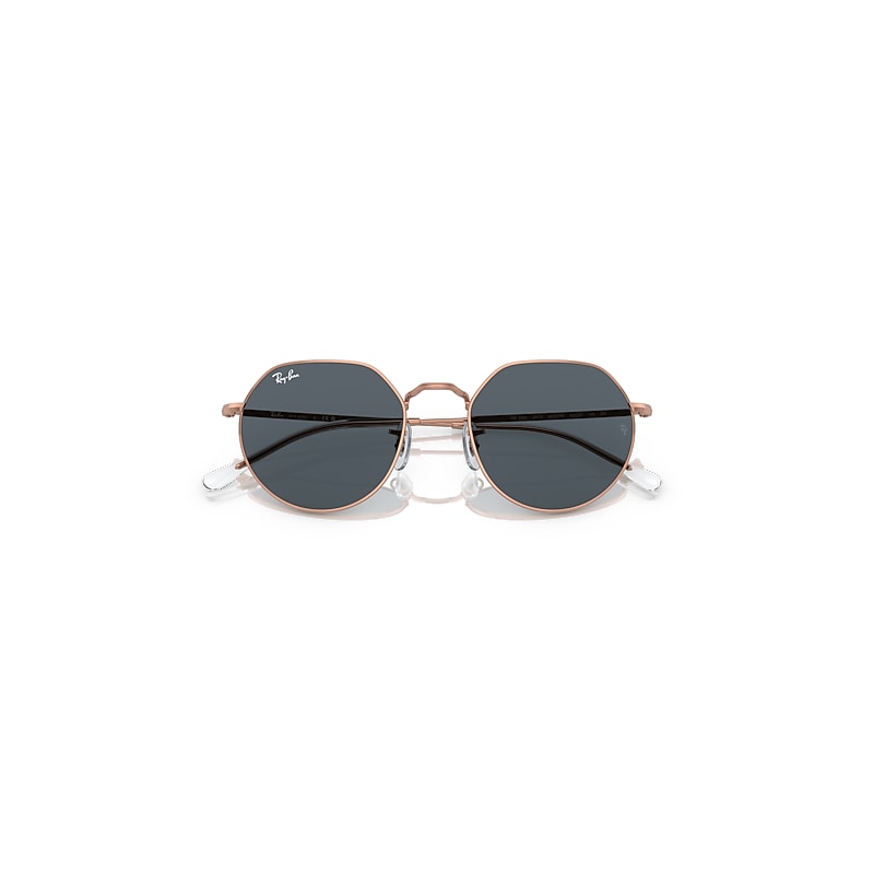 Ray-Ban Jack Rose Gold Sunglasses Rose Gold Frame Blue Lenses 53-20