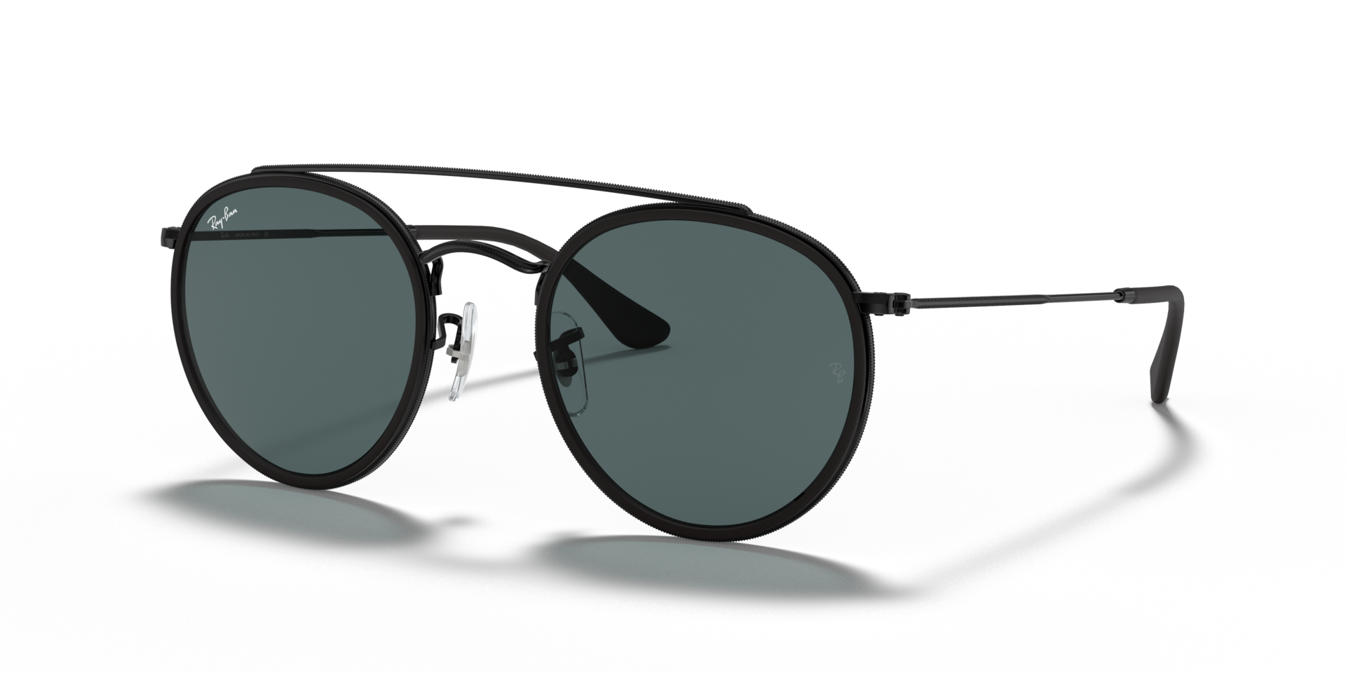 ROUND DOUBLE BRIDGE Sunglasses in Black and Blue/Grey - RB3647N