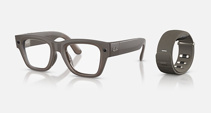 META RAY-BAN DISPLAY AI Glasses in Sand and Clear/Grey (54-23