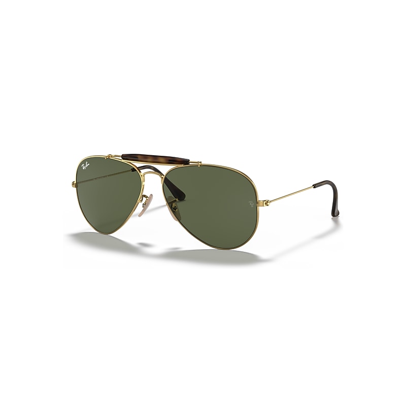 Ray-Ban Unisex Sunglass Outdoorsman Havana Collection - Frame color: Arista Gold, Lens color: G-15 Green - Image 6