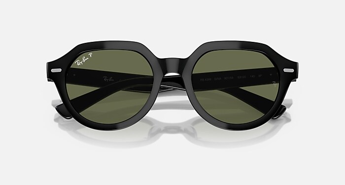 GINA Polarized Sunglasses in Black and Green Polarized (53-21