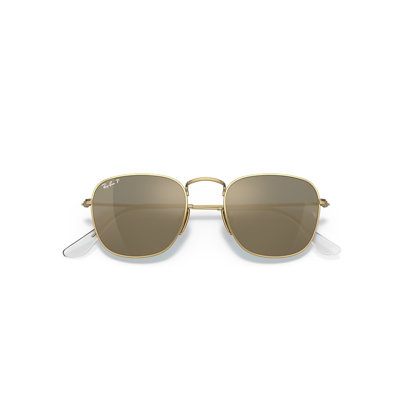 Ray-Ban Frank Titanium Sunglasses Gold Frame Blue Lenses Polarized 51-20