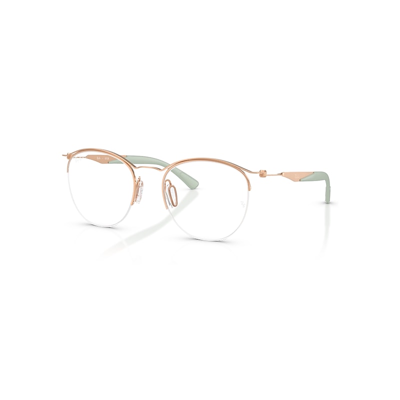 Ray-Ban Eyeglasses Unisex Rb7553 Optics - Rose Gold Frame Clear Lenses Polarized 50-20