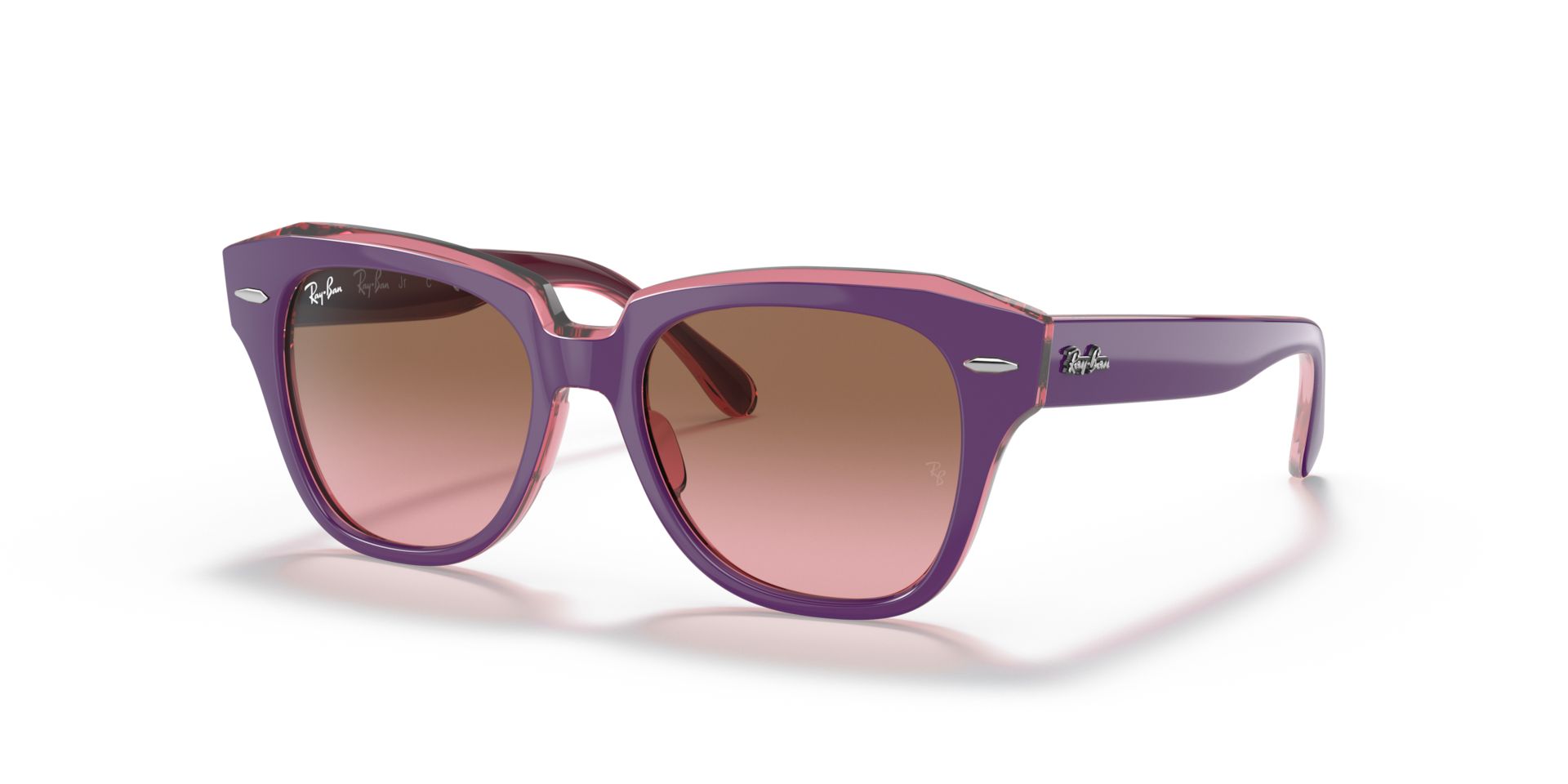 Ray-Ban State Street Kids Lunettes De Soleil - Monture Violet Sur Transparent Rose Verres Rose 46-15 85 €