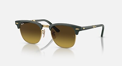 小物 Ray-Ban : CLUBMASTER SQUARE LEGEND GOLD CLUBMASTER FOLDING Sunglasses in Green On Gold and Brown - RB2176