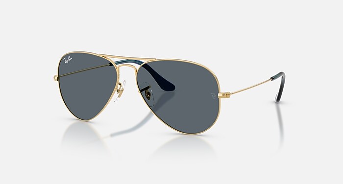 AVIATOR LARGE METAL Sunglasses in Arista Gold and Blue - RB3025