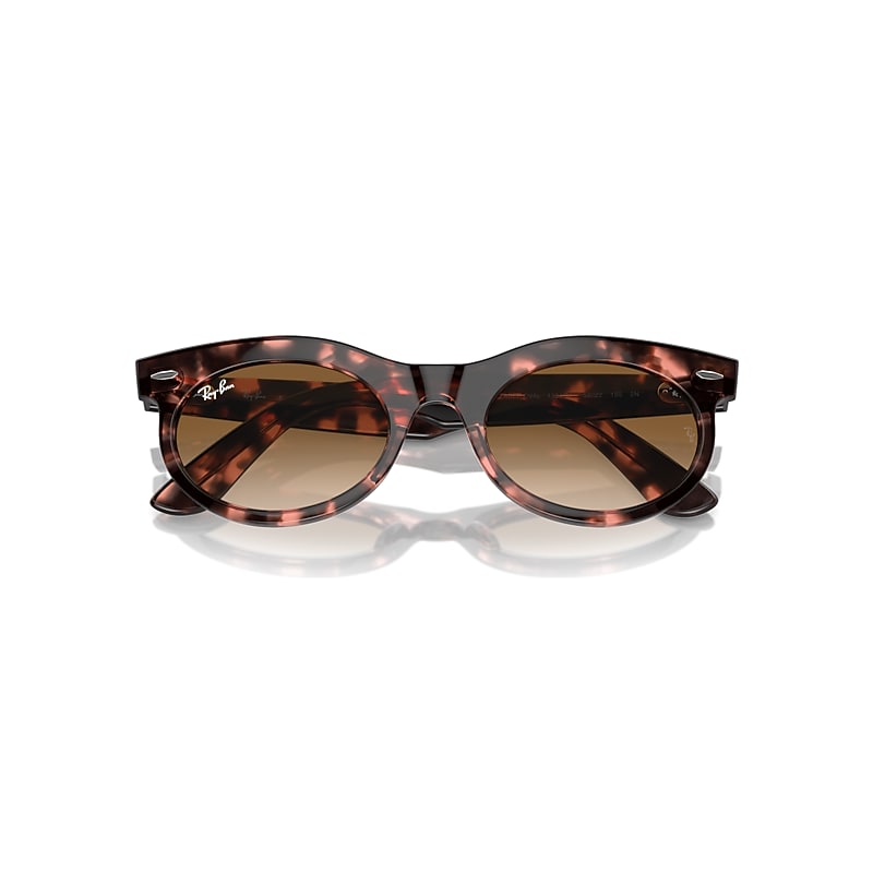 Ray-Ban Wayfarer Oval Sunglasses Pink Havana Frame Brown Lenses 53-22