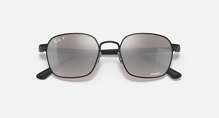 Black Sunglasses in Silver Polarized+ and RB3664 POLARIZED+ LENSES 