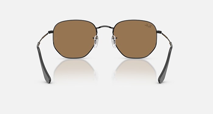 HEXAGONAL FLAT LENSES Sunglasses in Black and Brown Mirror Bronze
