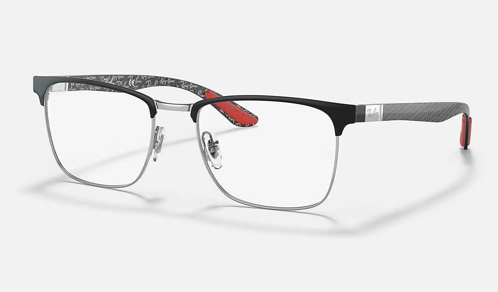 RB8421 OPTICS Polarized Eyeglasses with Black On Silver and Clear