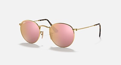 ROUND FLAT LENSES Sunglasses in Arista Gold and Brown (50-21