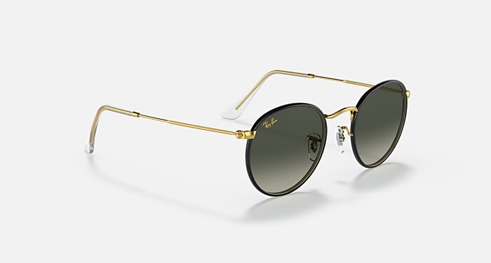 ROUND METAL FULL COLOR LEGEND Sunglasses in Black On Gold and Grey