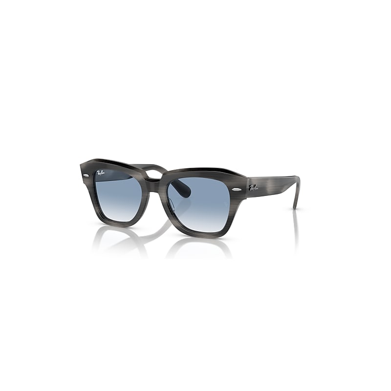 Ray-Ban Sunglasses  State Street - Striped Grey Frame Blue Lenses 49-20, RB2186