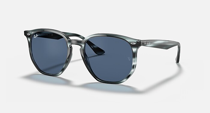 Ray-Ban サングラス RB4306 ブラック ブルーグラデーション RB4306F Sunglasses in Striped Blue Havana and Dark Blue (54-19