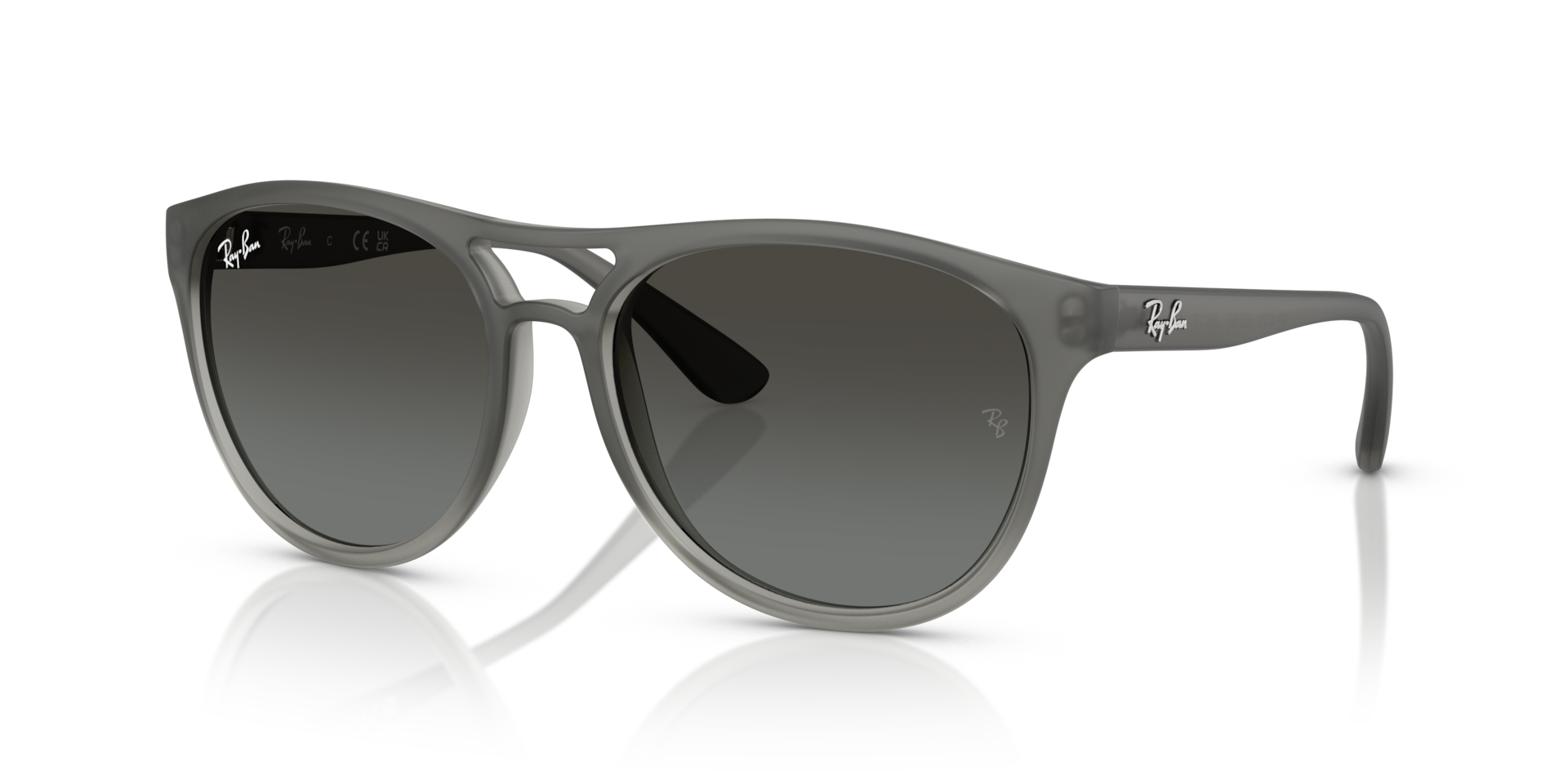 Ray-Ban Brad Lunettes De Soleil - Monture Caoutchouc Gris Sur Transparent Gris Verres Gris 58-17