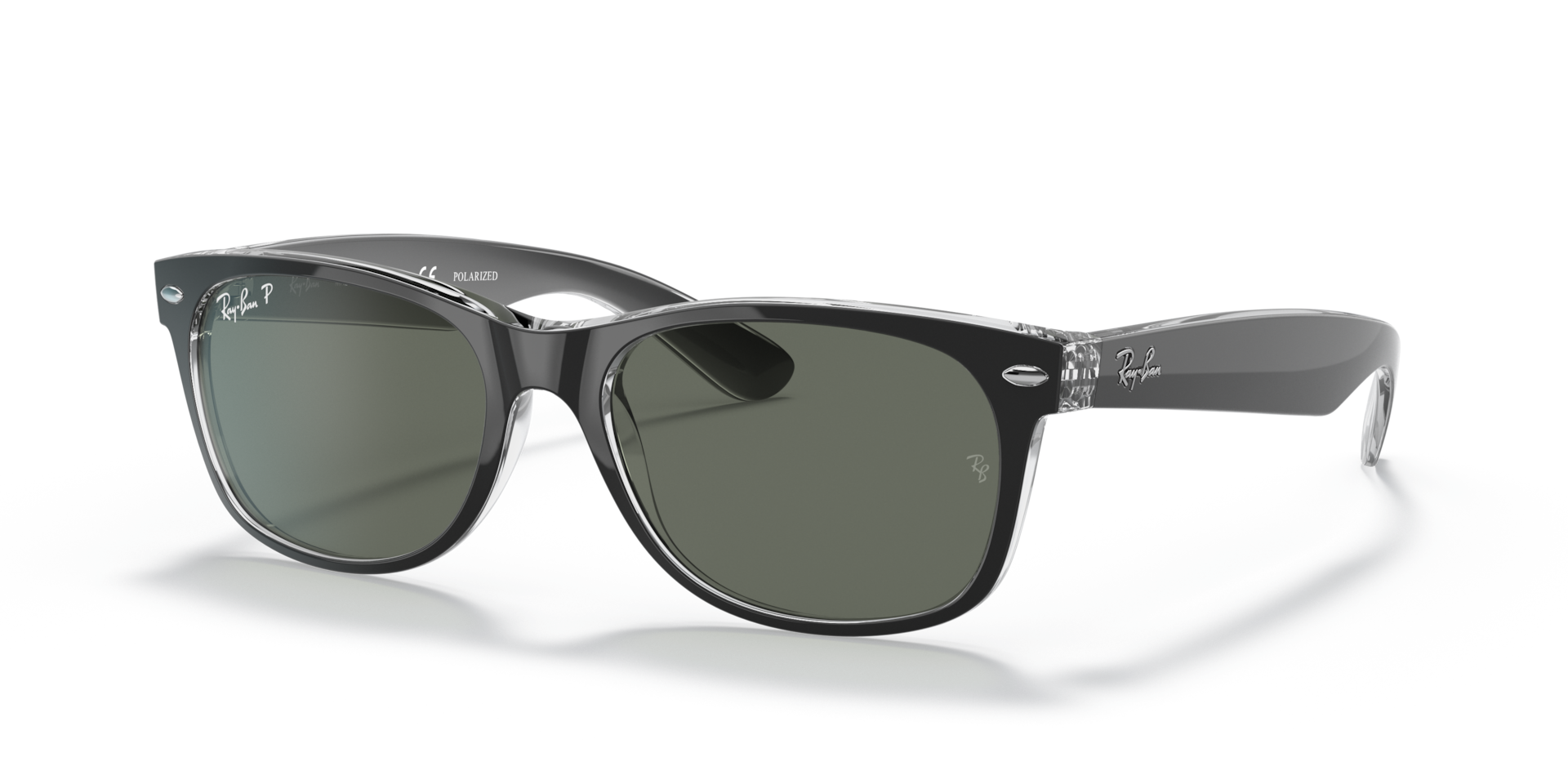 NEW WAYFARER CLASSIC Polarized Sunglasses in Black On Transparent