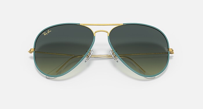 Ray-Ban Aviator Full Color Sunglasses RB3025JM Gold Green Frame Gradient Lenses AVIATOR FULL COLOR LEGEND Sunglasses in Green and Green  main image 4