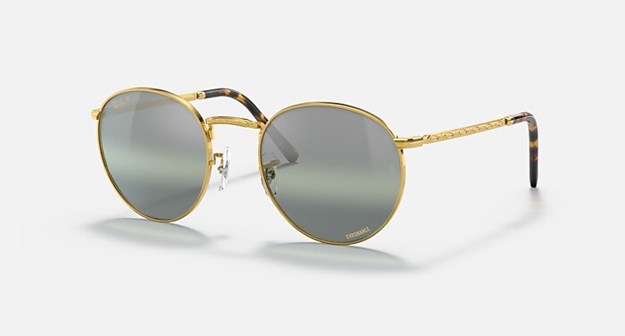 NEW ROUND POLARIZED+ LENSES Sunglasses in Gold and Silver/Green