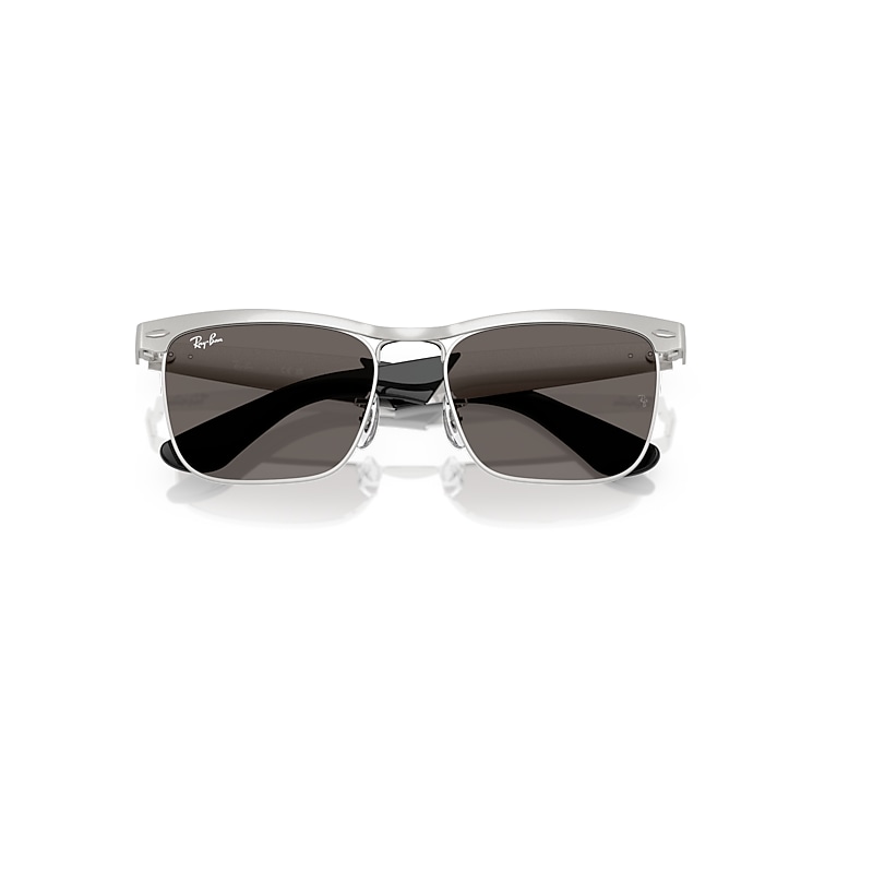 Ray-Ban Wayfarer Deluxe Sunglasses Sandblasted Silver Frame Grey Lenses 56-18