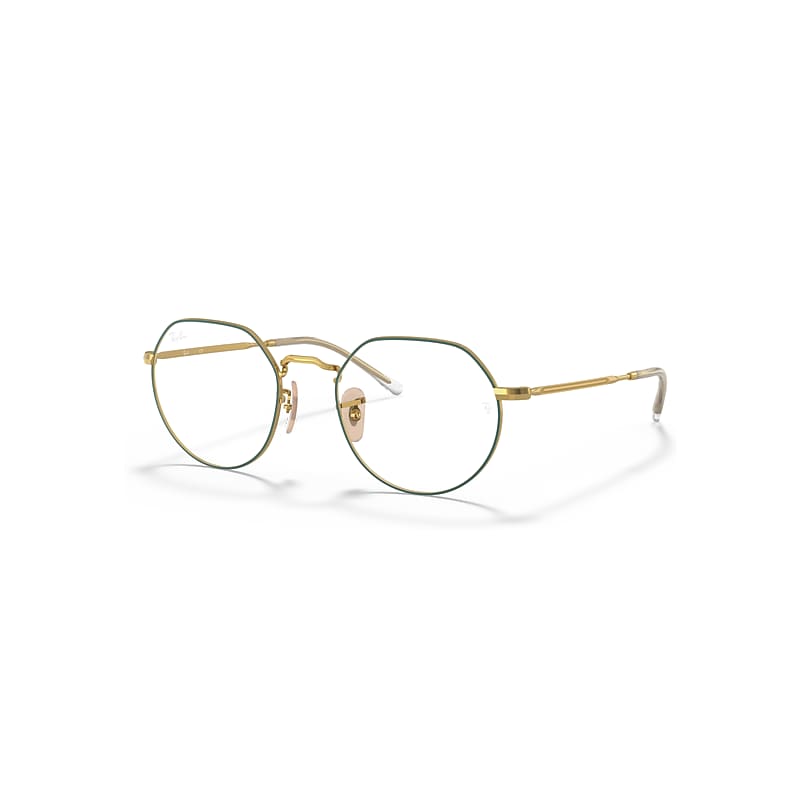 Ray-Ban Eyeglasses Unisex Jack Optics - Gold Frame Clear Lenses Polarized 49-20