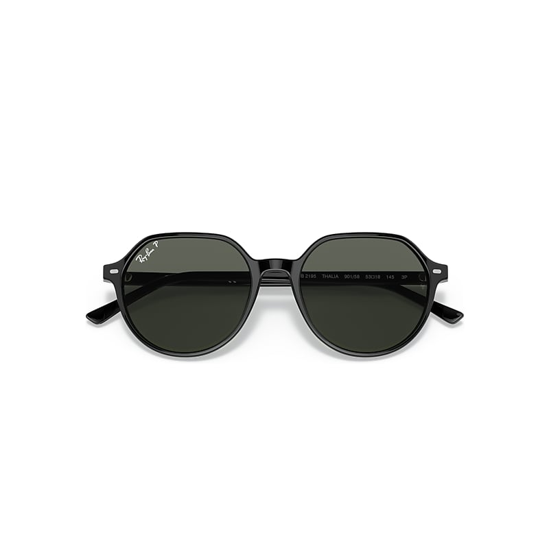 Ray-Ban Thalia Sunglasses Black Frame Green Lenses Polarized 55-18