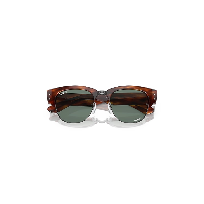 Ray-Ban Mega Clubmaster Holiday Limited Polarized+ Lenses Sunglasses Havana Light Brown On Gunmetal Frame Green Lenses Polarized 50-21