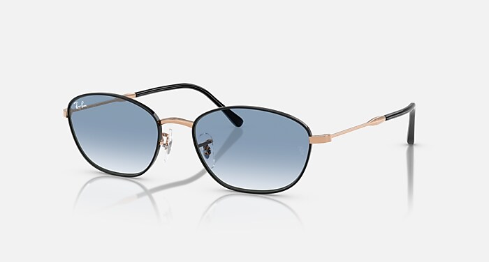 RB3749 Sunglasses in Black On Rosegold and Clear Gradient Blue (58