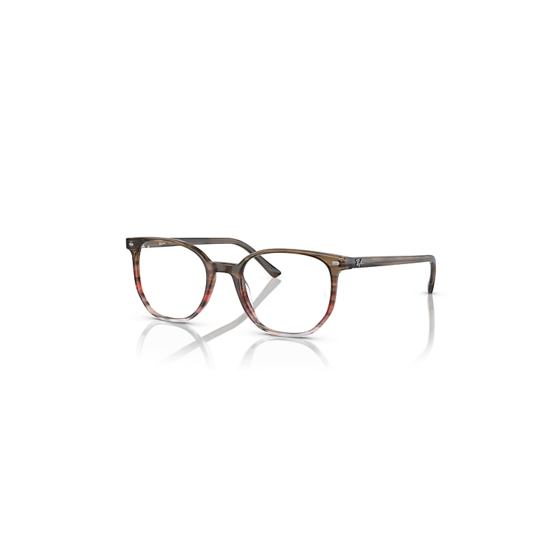 Ray-Ban Eyeglasses  Elliot Optics - Striped Brown & Red Frame Clear Lenses Polarized 48-19, RB5397