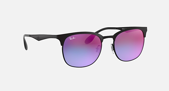 RB3538 Sunglasses in Black and Blue/Violet Gradient Mirror (53-19