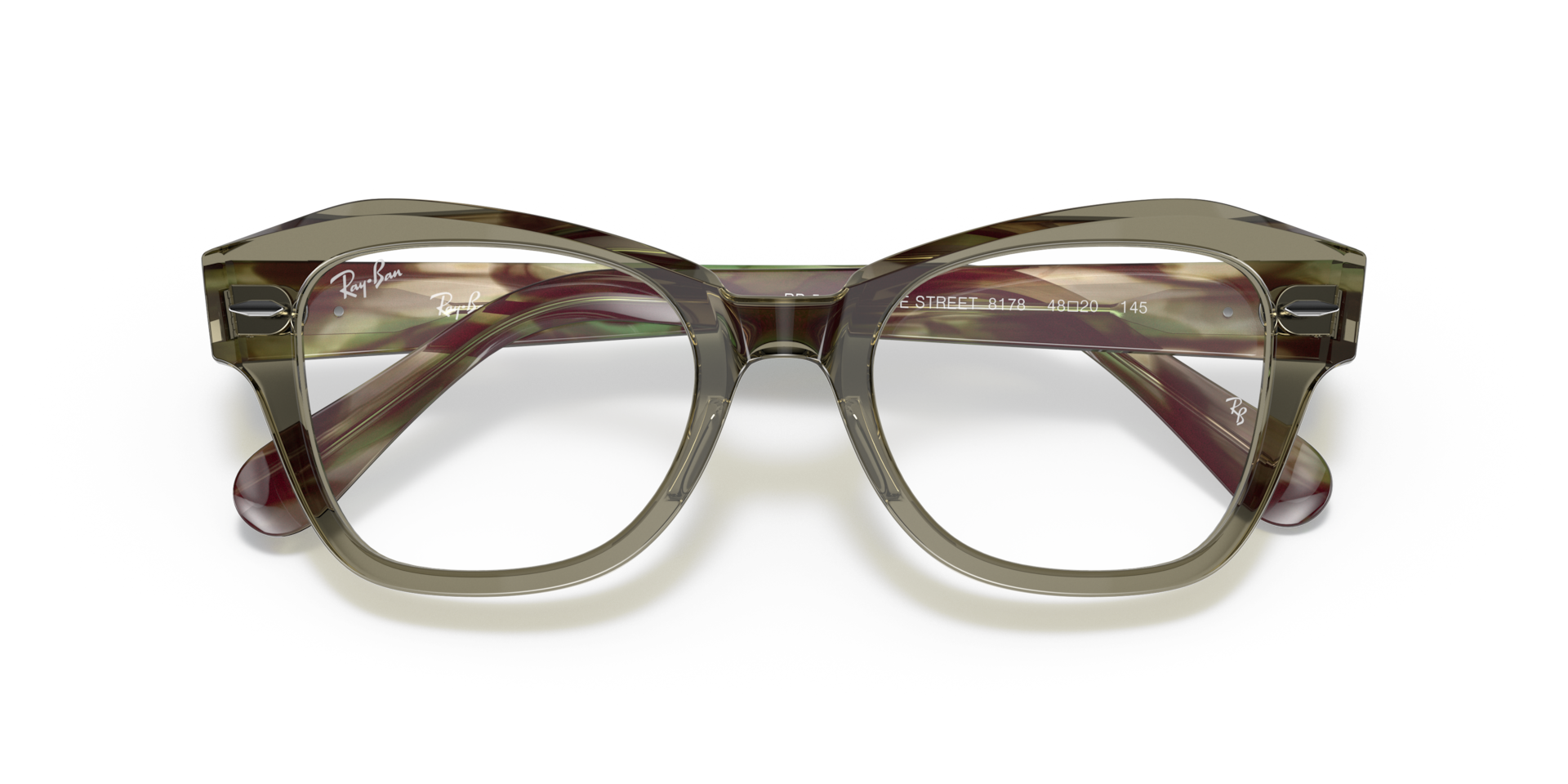 Ray-Ban State Street Optics Eyeglasses Striped Green Havana Frame Clear Lenses Polarized 48-20 139$
