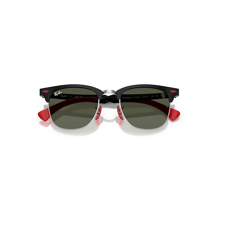 Ray-Ban Rb3807m Scuderia Ferrari Collection Sunglasses Brushed Black Frame Green Lenses 51-21