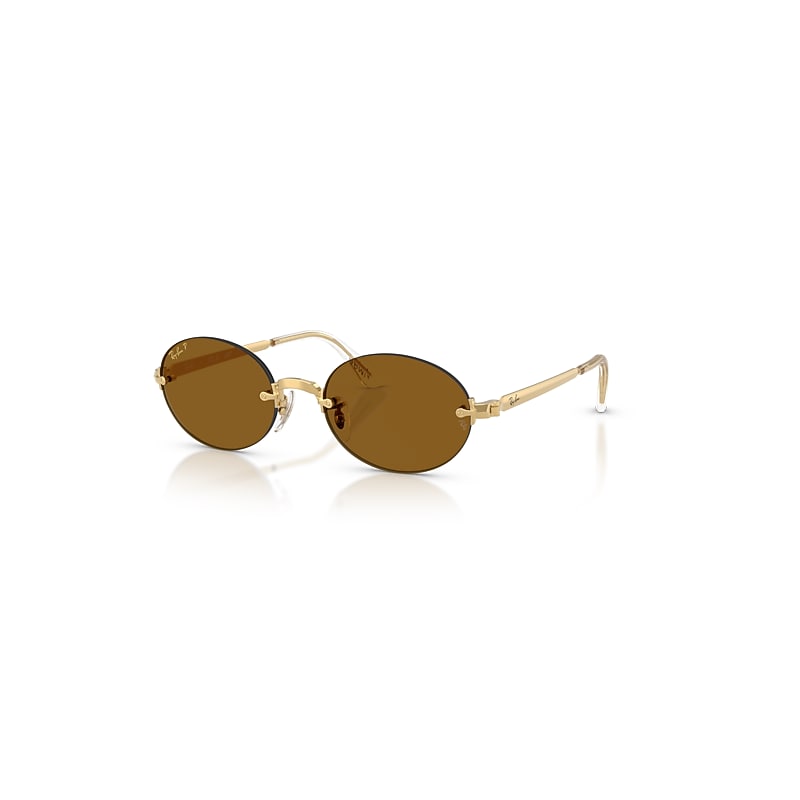 Ray-Ban Sunglasses   By A$Ap Rocky - Arista Gold Frame Brown Lenses Polarized 54-20, RB3929